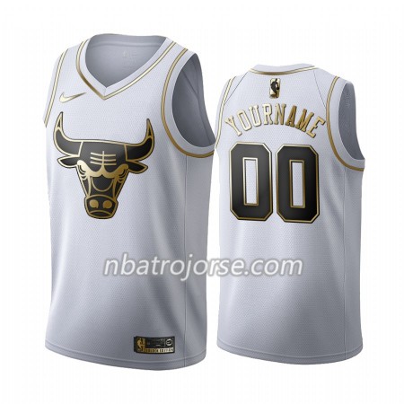 Män Chicago Bulls Tröja Skräddarsydda 2019-20 Nike Vit Golden Edition Swingman